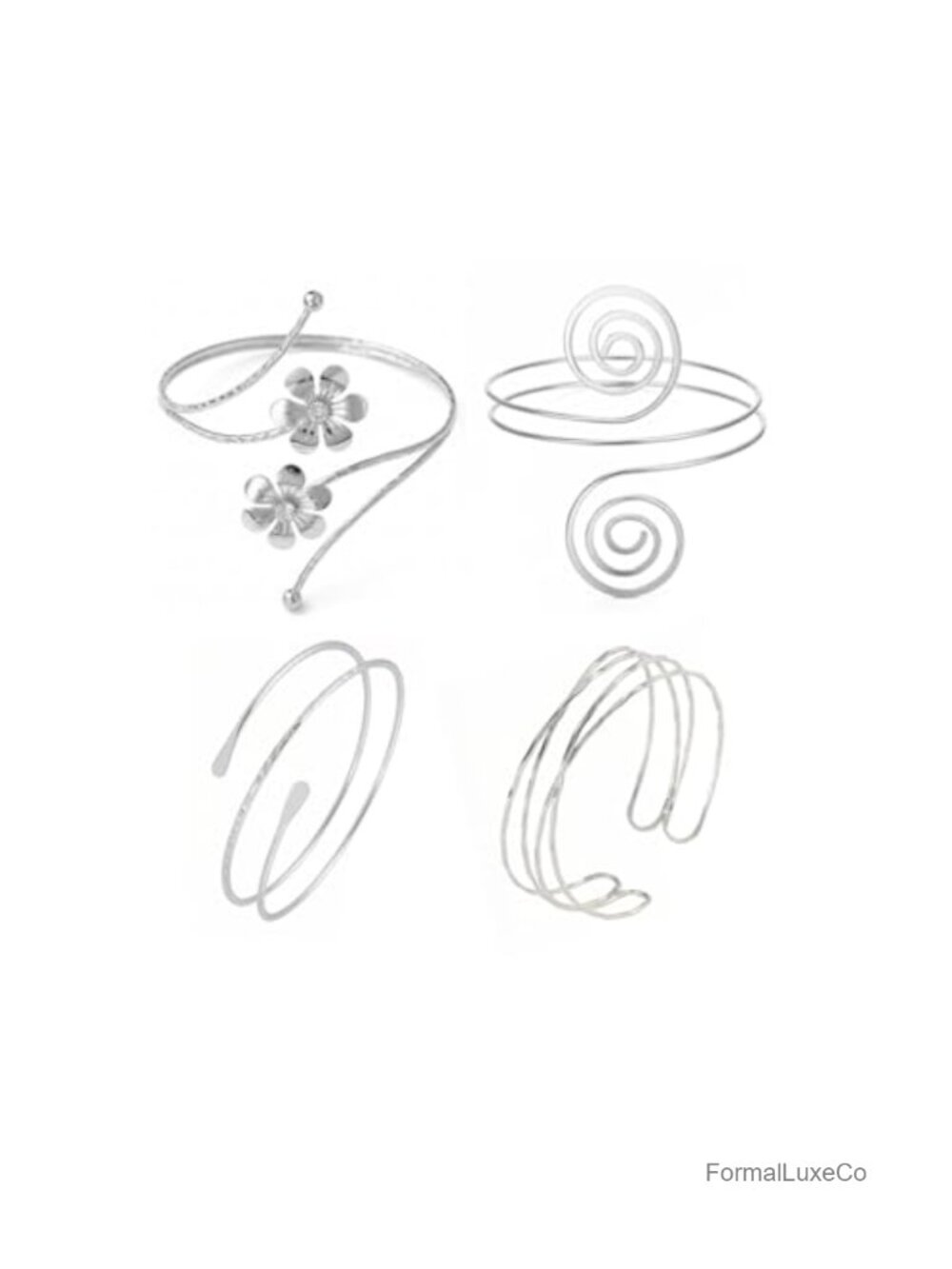 Minimalist Arm Cuff Gold Plated Upper Arm Bangle Bracelet Set 6 Pieces